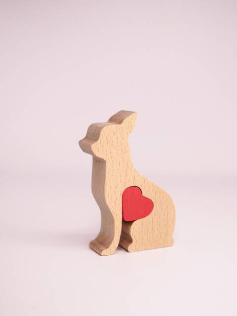 Personalized Chihuahua Wooden Figurine, Engraved Love Heart Memorial Gift, Mother's Day Gift For Dog Lover - image 1