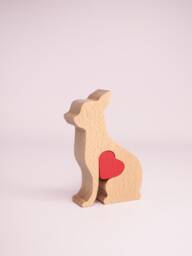 Personalized Chihuahua Wooden Figurine, Engraved Love Heart Memorial Gift, Mother's Day Gift For Dog Lover - thumbnail 1