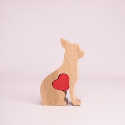 Personalized Chihuahua Wooden Figurine, Engraved Love Heart Memorial Gift, Mother's Day Gift For Dog Lover - thumbnail 2