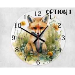 Fox Wreath Glass Wall Clock - Quiet Ticking, 20cm/30cm Woodland Decor - thumbnail 2