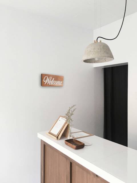 Wooden Welcome Sign, Wood Doorplate, Check in Entrance Room Decor, Solid Check Door Plate, Sign - image 1