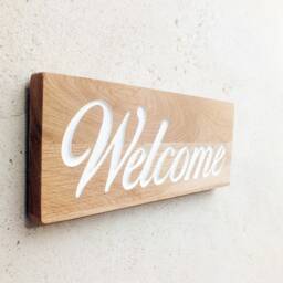 Wooden Welcome Sign, Wood Doorplate, Check in Entrance Room Decor, Solid Check Door Plate, Sign - thumbnail 3