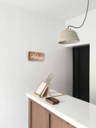 Wooden Welcome Sign, Wood Doorplate, Check in Entrance Room Decor, Solid Check Door Plate, Sign - thumbnail 1