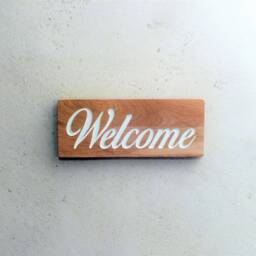 Wooden Welcome Sign, Wood Doorplate, Check in Entrance Room Decor, Solid Check Door Plate, Sign - thumbnail 2