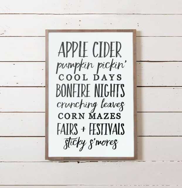 Autumn Wall Sign - Fall Decor, Hanging, Mantel Fireplace Seasonal Pumpkin Leaves - image 1