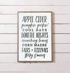 Autumn Wall Sign - Fall Decor, Hanging, Mantel Fireplace Seasonal Pumpkin Leaves - thumbnail 1