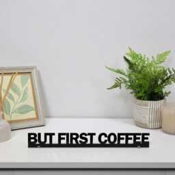 But First Coffee Door Topper - Funny Coffee Lover Kitchen Sign Black Acrylic Station Over Decor Barista Gift - thumbnail 3