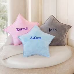 Embroidered Name Cushion Personalized Star Pillow, Nursery Decor - thumbnail 1