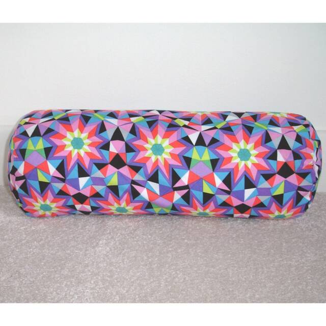 Kaleidoscope Cylinder Bolster Pillow Cover 6x16 Pink Blue Green Purple White & Black Neck Roll Round 1970S Throw Cushion Sham Case 16x6 - image 1