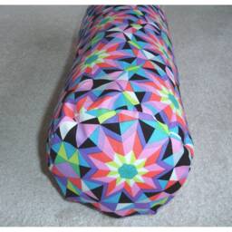Kaleidoscope Cylinder Bolster Pillow Cover 6x16 Pink Blue Green Purple White & Black Neck Roll Round 1970S Throw Cushion Sham Case 16x6 - thumbnail 3