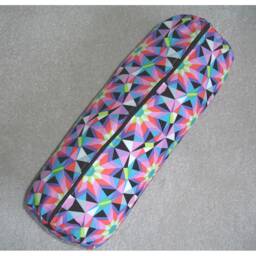 Kaleidoscope Cylinder Bolster Pillow Cover 6x16 Pink Blue Green Purple White & Black Neck Roll Round 1970S Throw Cushion Sham Case 16x6 - thumbnail 4