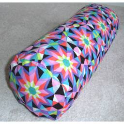 Kaleidoscope Cylinder Bolster Pillow Cover 6x16 Pink Blue Green Purple White & Black Neck Roll Round 1970S Throw Cushion Sham Case 16x6 - thumbnail 2
