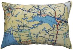 French River/Nippissing Area Vintage Map Pillow - Free Shipping - thumbnail 1