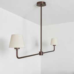 Modern Brass 2-Light Chandelier, With Linen Shades Ceiling Light, Mid Century Pendant Light Sputnik Kitchen Island Lighting - thumbnail 3