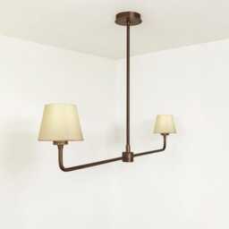 Modern Brass 2-Light Chandelier, With Linen Shades Ceiling Light, Mid Century Pendant Light Sputnik Kitchen Island Lighting - thumbnail 2