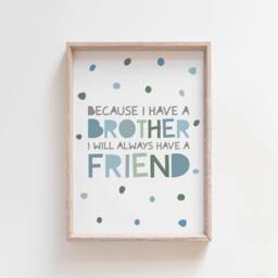 Boys Blue Wall Art Print, Brother Prints, Bedroom Sibling Art, Room Decor, Twin Playroom - thumbnail 1