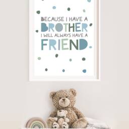 Boys Blue Wall Art Print, Brother Prints, Bedroom Sibling Art, Room Decor, Twin Playroom - thumbnail 3