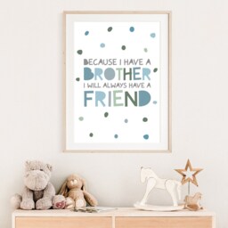 Boys Blue Wall Art Print, Brother Prints, Bedroom Sibling Art, Room Decor, Twin Playroom - thumbnail 2