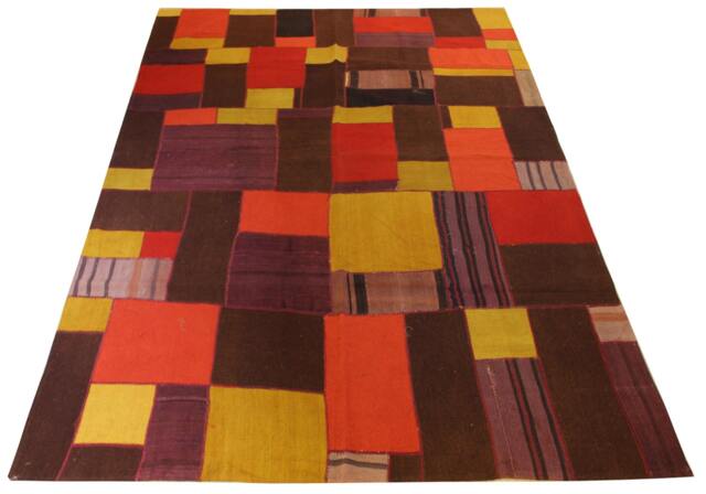 Colourful Kilim Patchwork Rug, Bohemian Home Decor - 9.2x6.6 Ft - image 1