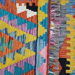 Multicolour Rug, Handmade Artisan Afghan Turkish Scandinavian Navajo Bohemian Flatweave Wool Kilim 157x98 cm - thumbnail 3