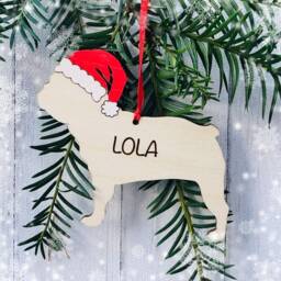 Personalised French Bulldog Christmas Ornament Hand-Painted Santa Hat - thumbnail 4