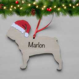 Personalised French Bulldog Christmas Ornament Hand-Painted Santa Hat - thumbnail 2