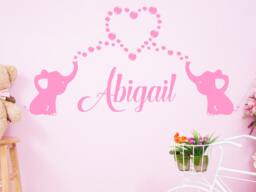 Elephant & Balloons Nursery Wall Decal Personalized Girl Room Decor - thumbnail 1