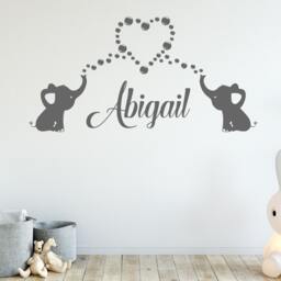 Elephant & Balloons Nursery Wall Decal Personalized Girl Room Decor - thumbnail 3