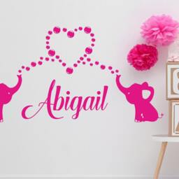 Elephant & Balloons Nursery Wall Decal Personalized Girl Room Decor - thumbnail 2