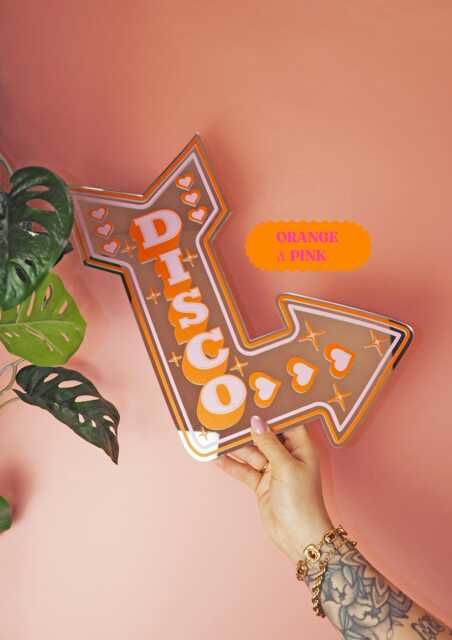 Retro Disco Arrow Mirror - Pink & Orange - image 1