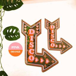 Retro Disco Arrow Mirror - Pink & Orange - thumbnail 2