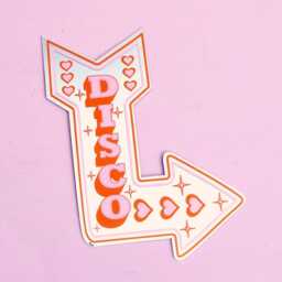 Retro Disco Arrow Mirror - Pink & Orange - thumbnail 3