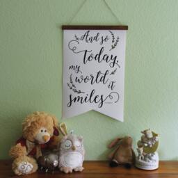 Nursery Decor - & So Today, My World It Smiles, Wedding Sign, Canvas Nursery Art, Quote, Print, Wall Art - thumbnail 2