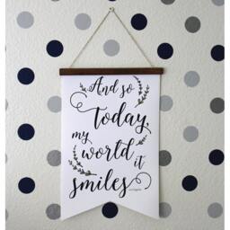 Nursery Decor - & So Today, My World It Smiles, Wedding Sign, Canvas Nursery Art, Quote, Print, Wall Art - thumbnail 3