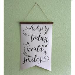 Nursery Decor - & So Today, My World It Smiles, Wedding Sign, Canvas Nursery Art, Quote, Print, Wall Art - thumbnail 1