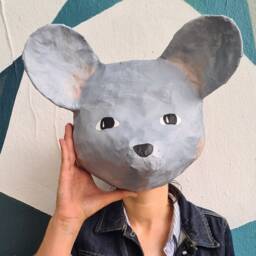 Paper Mache Mouse Head, Gil. Sweet & Quirky Creature, Cute Wall Decor - thumbnail 4