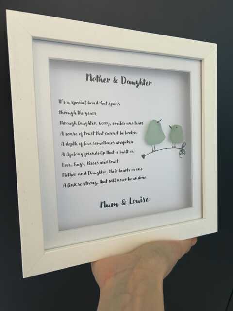 Mum & Daughter Gift, Seaglass Wall Decor, Gift For Her, Mothers Day From Daughter, Poem Print, Sentimental Keepsake - image 1