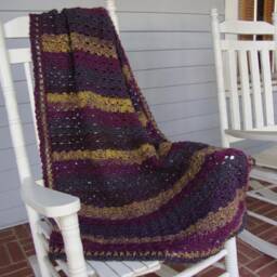 Hand Crocheted Lap Blanket Aubergine Acrylic Throw, Grandpa Or Grandma Gift - thumbnail 3