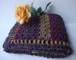 Hand Crocheted Lap Blanket Aubergine Acrylic Throw, Grandpa Or Grandma Gift - thumbnail 1