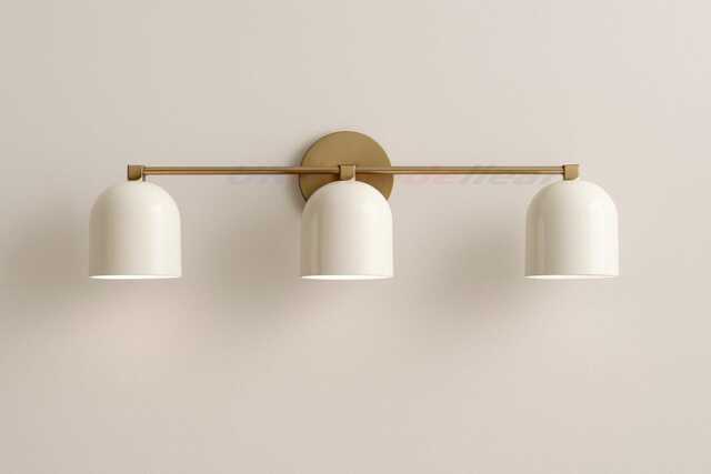 Modern 3 Light Brass Vanity Wall - Mid Century Bathroom Sconce Glass Shade Lighting Handmade Fixture - image 1