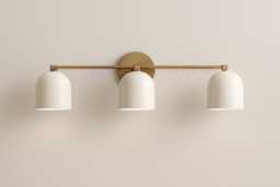 Modern 3 Light Brass Vanity Wall - Mid Century Bathroom Sconce Glass Shade Lighting Handmade Fixture - thumbnail 1