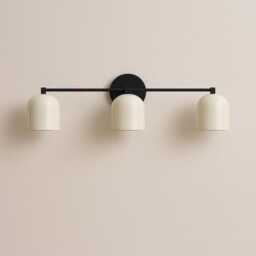 Modern 3 Light Brass Vanity Wall - Mid Century Bathroom Sconce Glass Shade Lighting Handmade Fixture - thumbnail 2