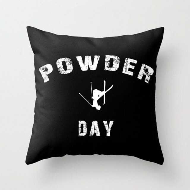 Ski Pillow Or Cover, Powder Day, Home Decor, Black, Decor, Throw Winter, Interior Design, Skiing Gift, Free - image 1