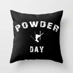 Ski Pillow Or Cover, Powder Day, Home Decor, Black, Decor, Throw Winter, Interior Design, Skiing Gift, Free - thumbnail 1
