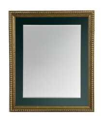 Crown Gold Photo Frame With Dark Green Mount, Wooden Bobbin Distressed - thumbnail 1
