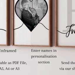 Personalised Family Photo Line Art Print Set, Custom Home Decor - thumbnail 3