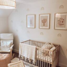 Brown Chalk Rainbows Fabric Wall Stickers - Removable & Reusable - thumbnail 2
