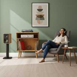 Mid Century Modern Birch Plywood Record Player Stand, Wooden Vinyl Storage - thumbnail 3