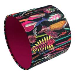 Botanical Velvet Lampshade With Cerise Lining, Handmade Lampshades, Table Lamp Shade, Black - thumbnail 2