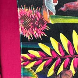 Botanical Velvet Lampshade With Cerise Lining, Handmade Lampshades, Table Lamp Shade, Black - thumbnail 3